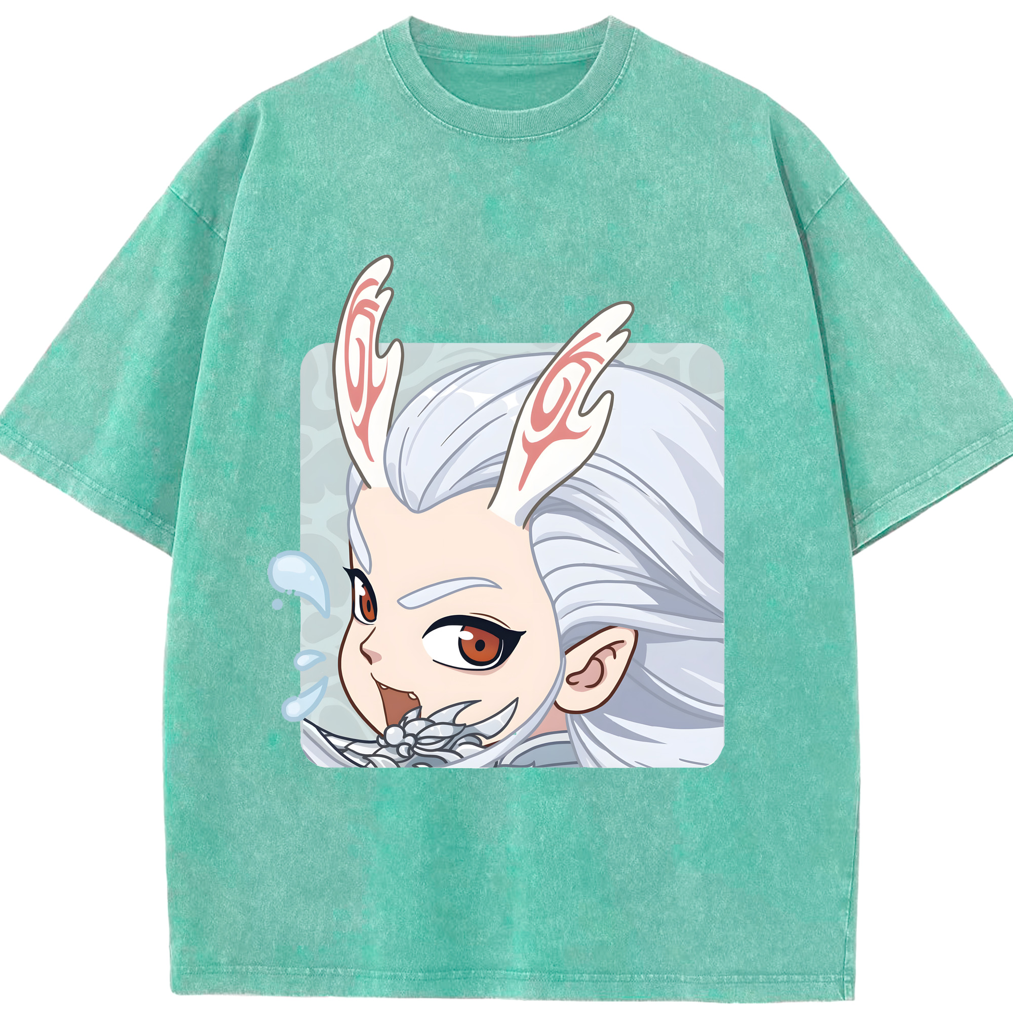 （画像用） Ne Zha 2 ナタ 魔童の大暴れ 綿100% ヴィンテージ風 半袖Tシャツ（フロントプリント）